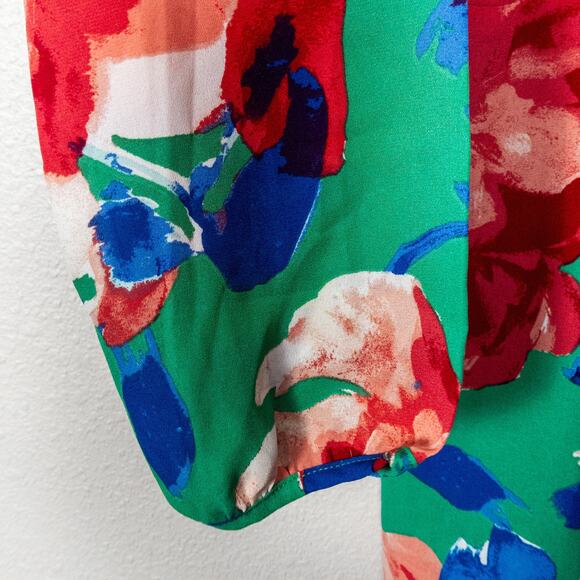 NEW Lulus Women’s Romper Dopamine Floral Travelwear Green Print Open Back Sz L - Picture 7 of 12